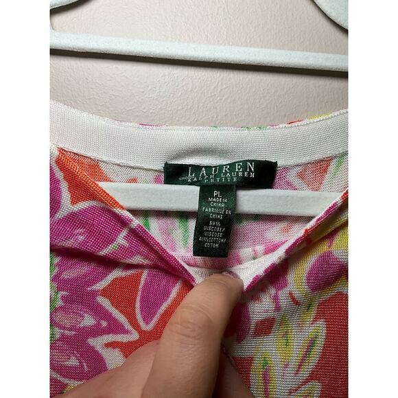 Lauren Ralph Lauren Blouse Top Women's PL Multicolor Floral Crew Neck Pullover - Picture 3 of 6